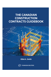 The Canadian Construction Contracts Guidebook  Auteur(s) : Smith, Elliot A. Éditeur : Carswell Année : 2019 Nombre de pages : 200 Type de reliure : Softcover ISBN : 978-0-7798-9106-1